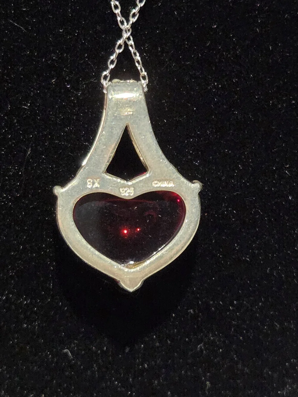 Heart-Shaped Red Rubellite Pendant With Sterling Silver Setting And Chain